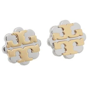 Tory Burch two-toned emblem earrings